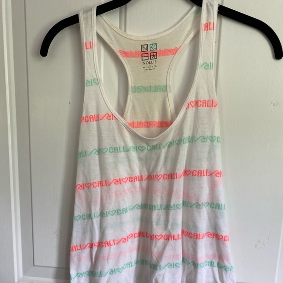 Pacsun Nollie White 'I Love Cali' Racerback Top Size Medium - Picture 1 of 6